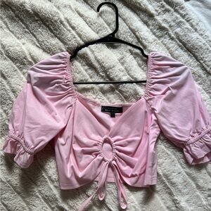 Blue Blush Light Pink Ruched Blouse